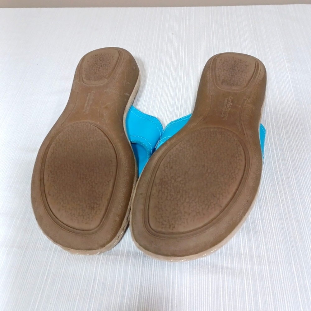 Sz 7 Dressy Turquoise Leather sole(sense)ability Sandals by Croft & Barrow - Picture 4 of 7